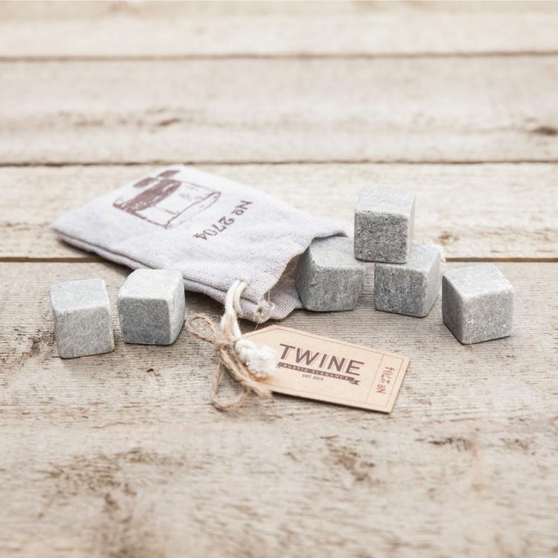 Twine حجارة التبريد، حجارة بوربون جليدية، مكعبات ثلج قابلة لإعادة الاستخدام، مجموعة حجارة الويسكي، أدوات بار، ملحقات بار، أدوات بار، مجموعة من 6، رمادي - Image 4